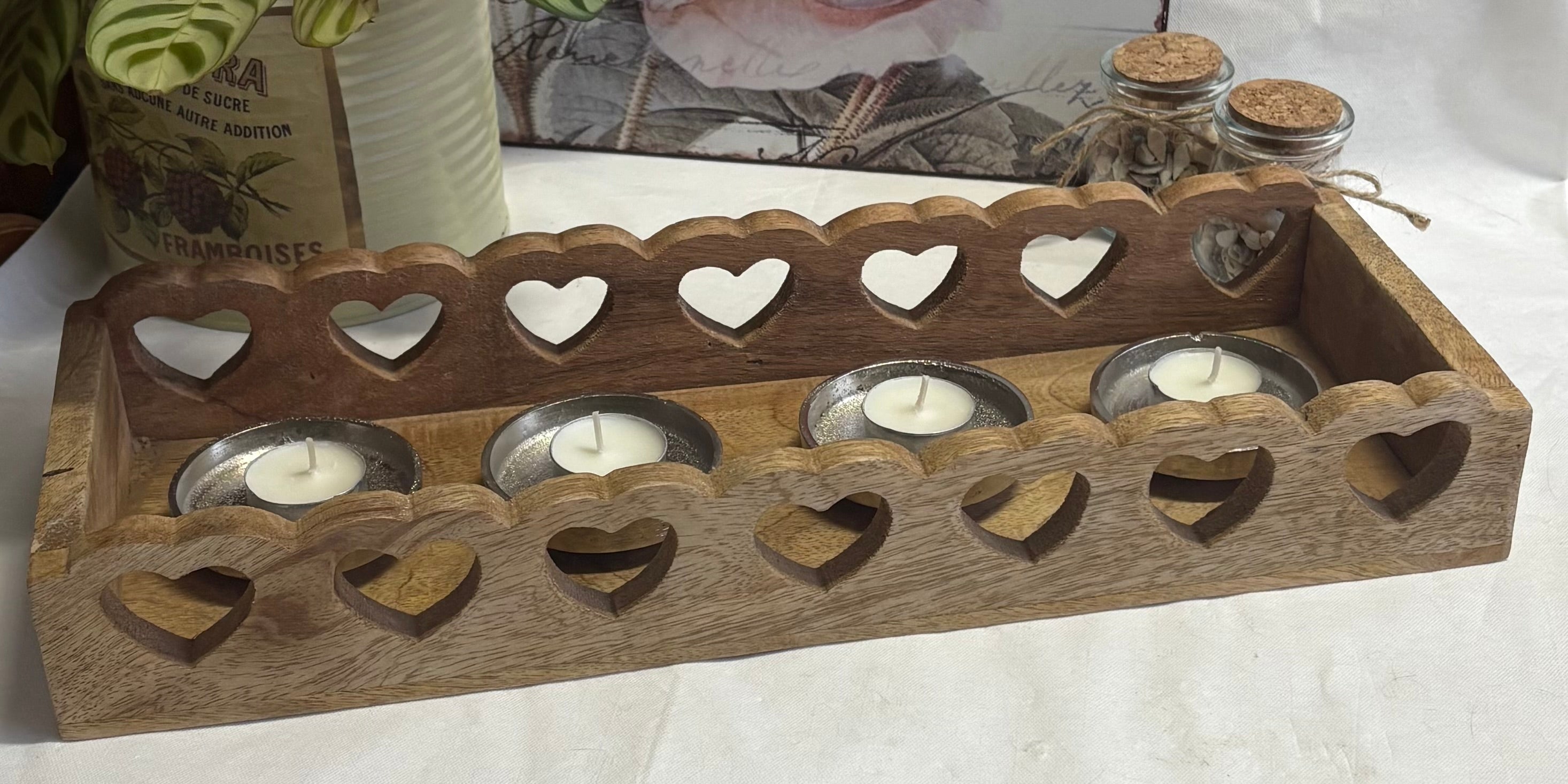 Wooden Cut Out Heart Candle Holder, 45cm