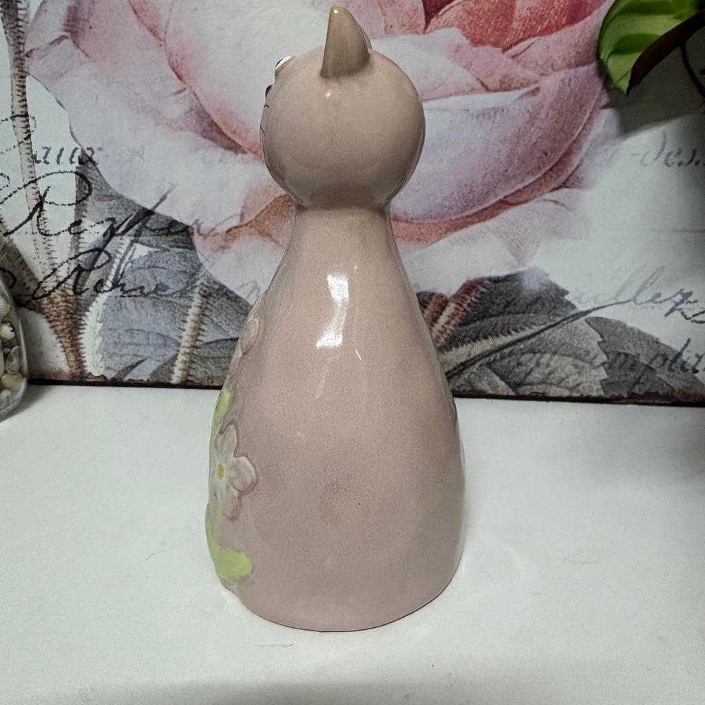 Pink Daisy Cat Ceramic Ornament - 13cm