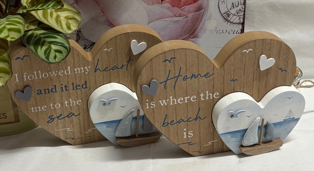 Wooden Heart Coastal Pebble 3D Ornament, 22cm