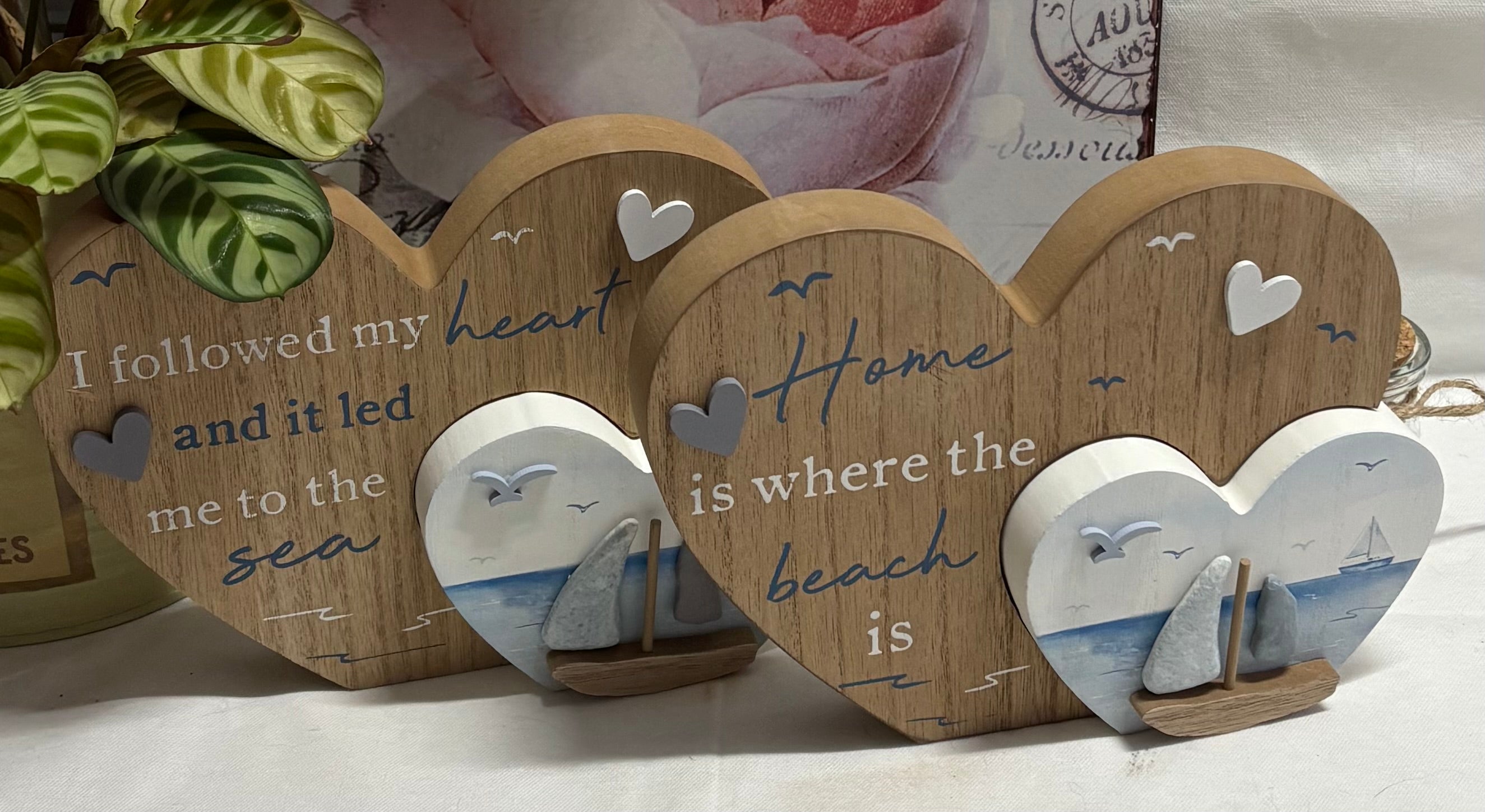 Wooden Heart Coastal Pebble 3D Ornament, 22cm
