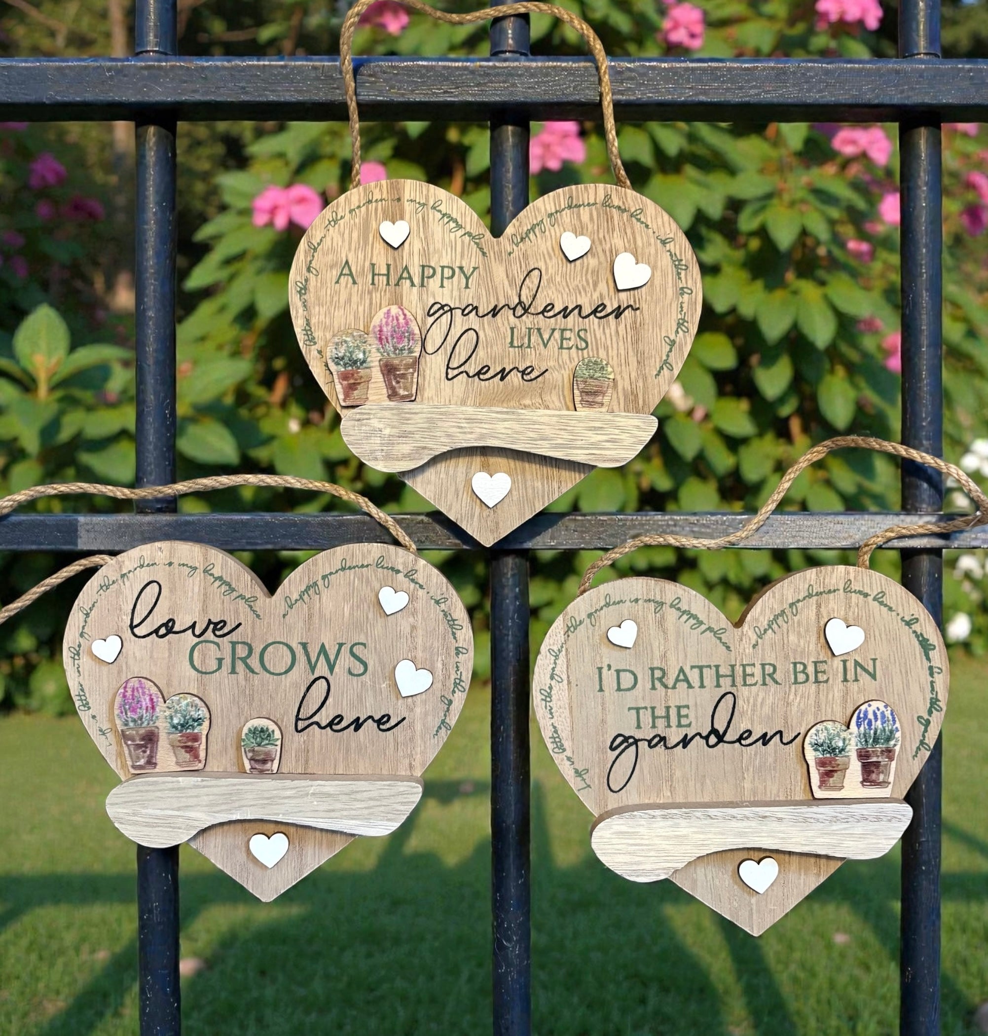 Love Gardening Gardener Hanging 3D Wooden Sign - 3 Designs