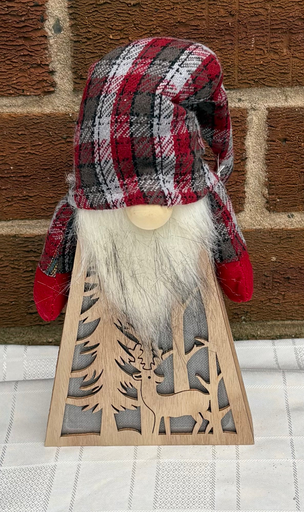 Light Up Tartan Gonk - LED Lantern Christmas Decoration with Tartan Hat