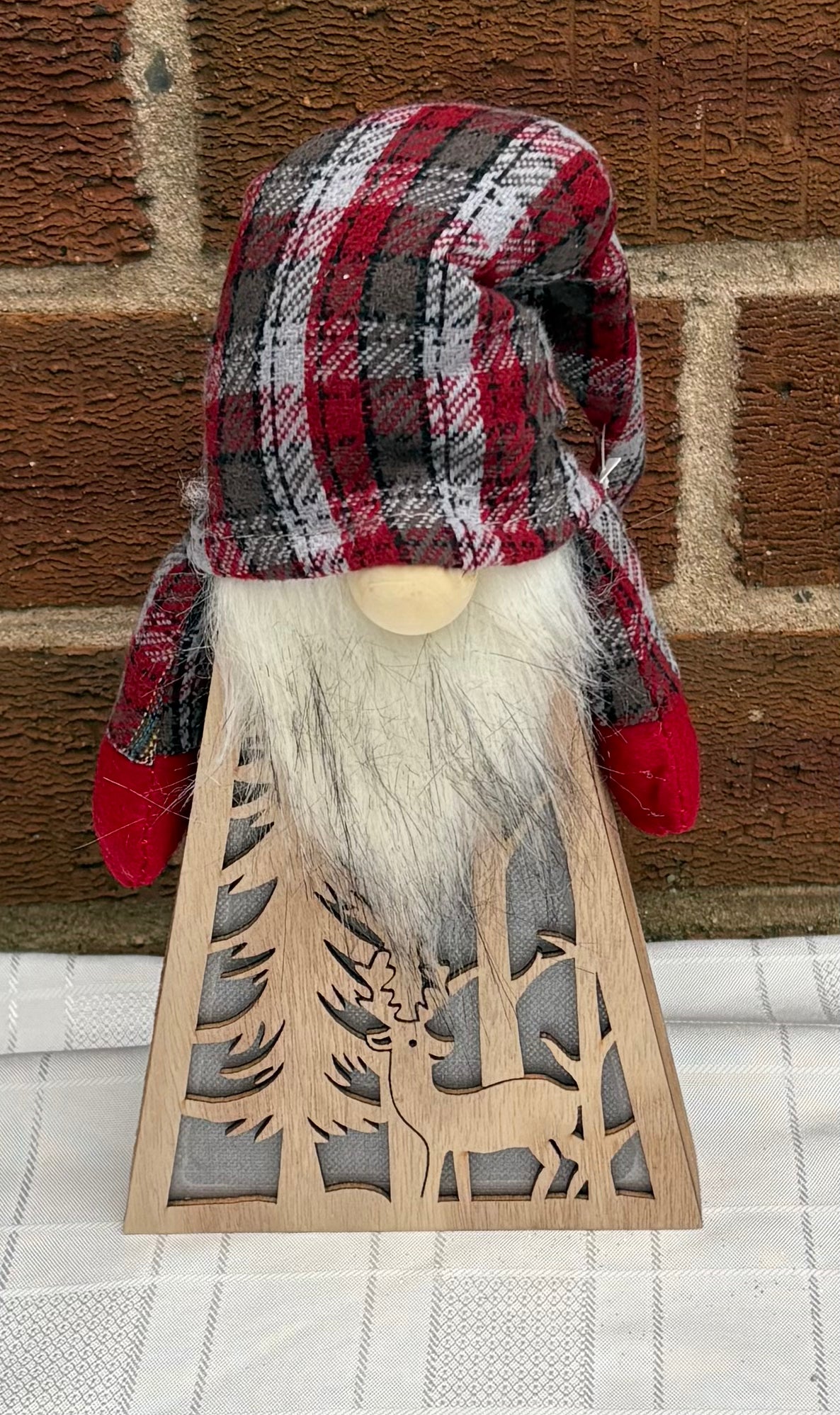 Light Up Tartan Gonk - LED Lantern Christmas Decoration with Tartan Hat