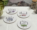 Wildwood Caravan Set Of 4 Cork 10cm Coasters - Boxed