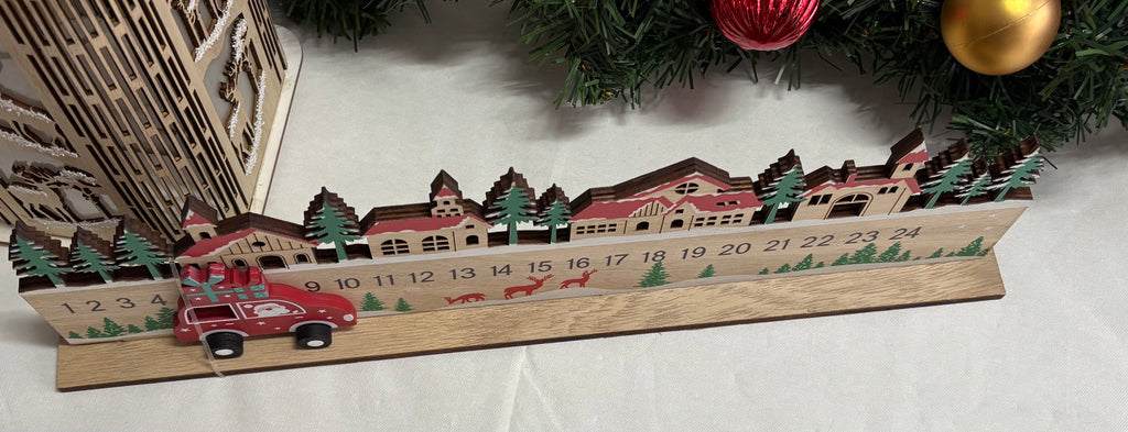 Wooden Car and Houses Re-useable Advent Calendar Countdown