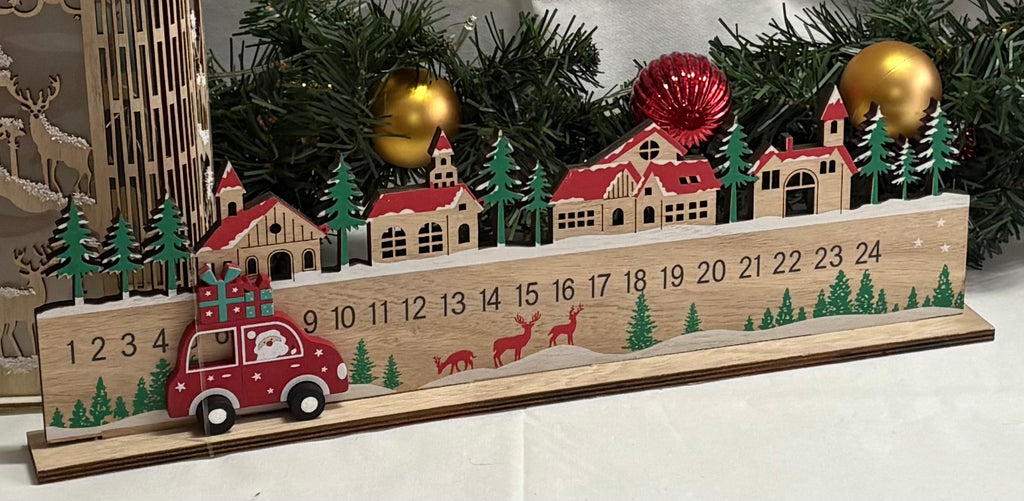 Wooden Car and Houses Re-useable Advent Calendar Countdown