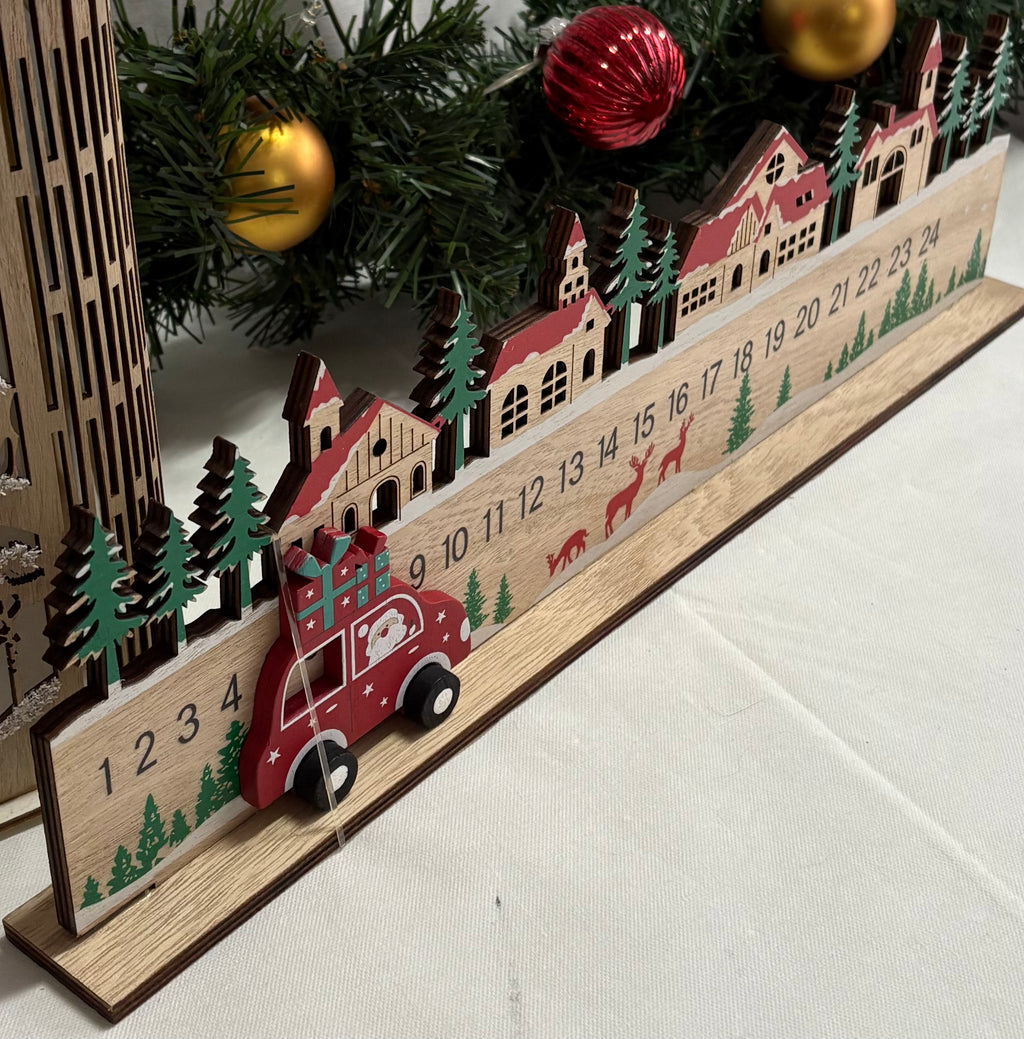 Wooden Car and Houses Re-useable Advent Calendar Countdown
