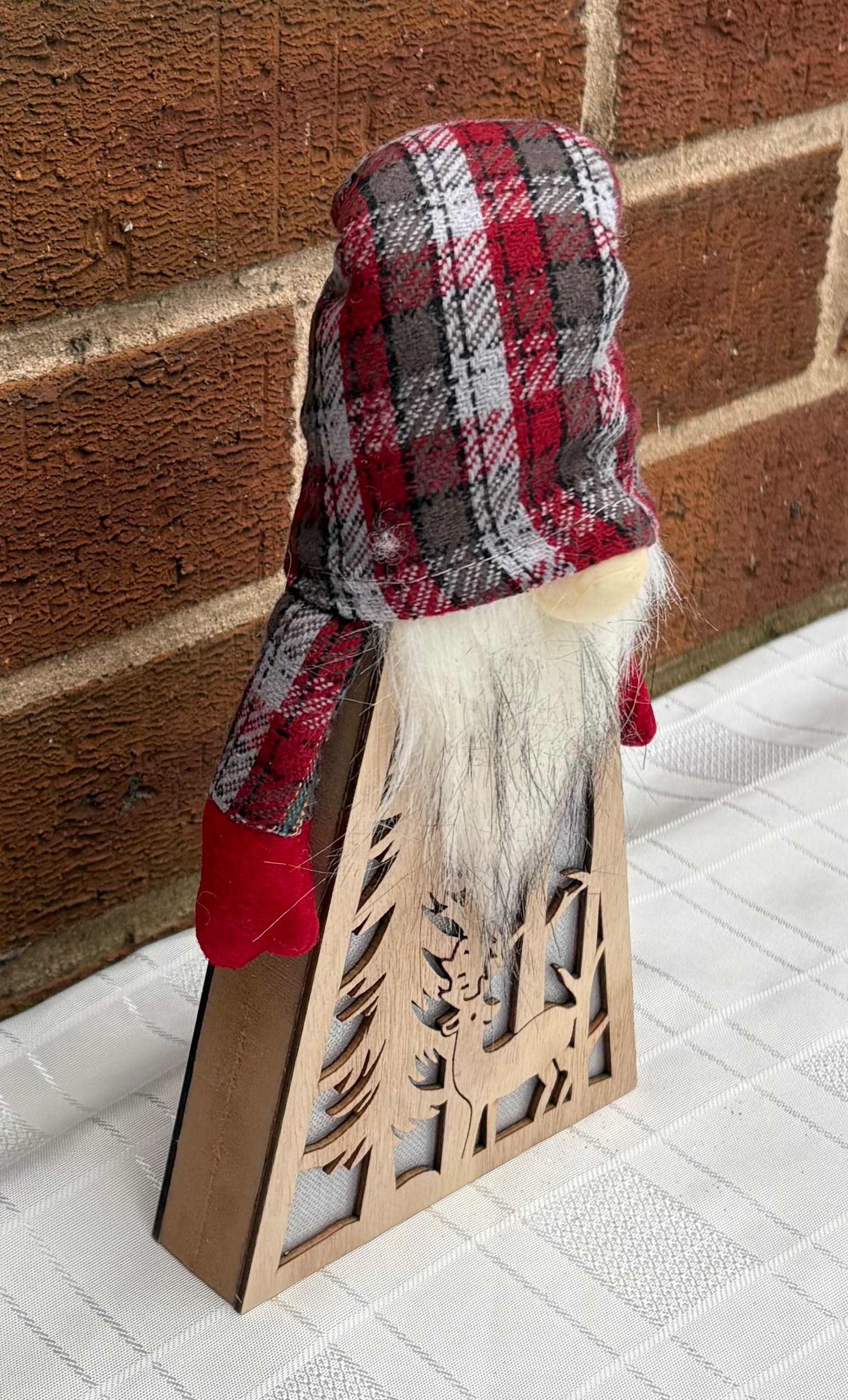 Light Up Tartan Gonk - LED Lantern Christmas Decoration with Tartan Hat