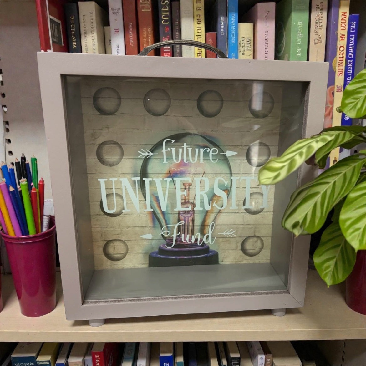 Large Wooden University Fund Money Box