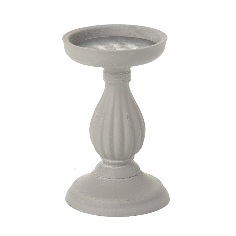 Pair of Ornate Chunky Grey T Light Holders