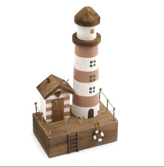 Lighthouse & Hut on Base Wooden Ornament