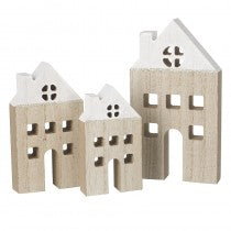 Small Wood Plain Houses With White Roof Set
