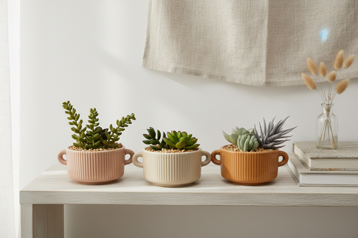 All 3 Succulent Planters Lifestyle