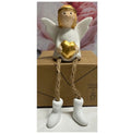 Porcelain Angel with Twine Legs Sitting Ornament