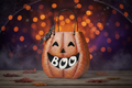 Orange Metal Boo Pumpkin Lantern Halloween Decoration