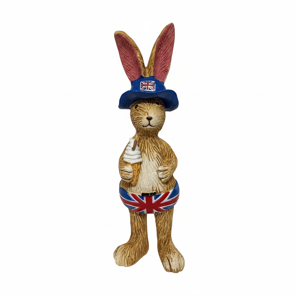 Union Jack Bunny Rabbit Figurine | Britannia Hare Ornament