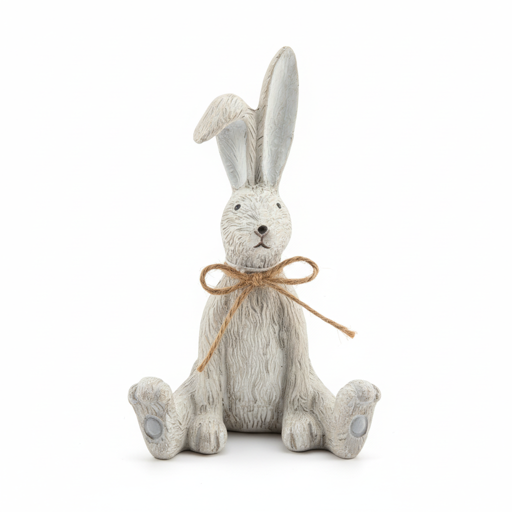 Sitting Grey Bunny Resin Figure Ornament