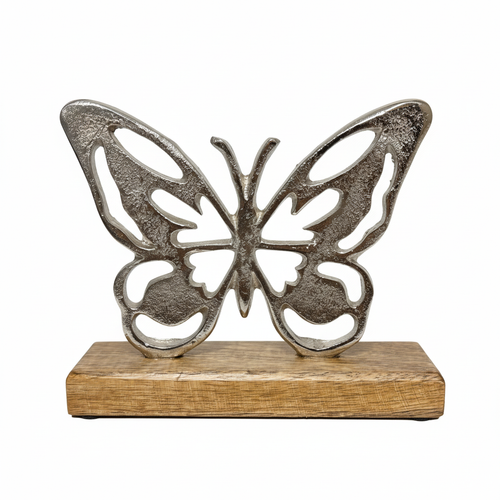 Butterfly ornament on white square background