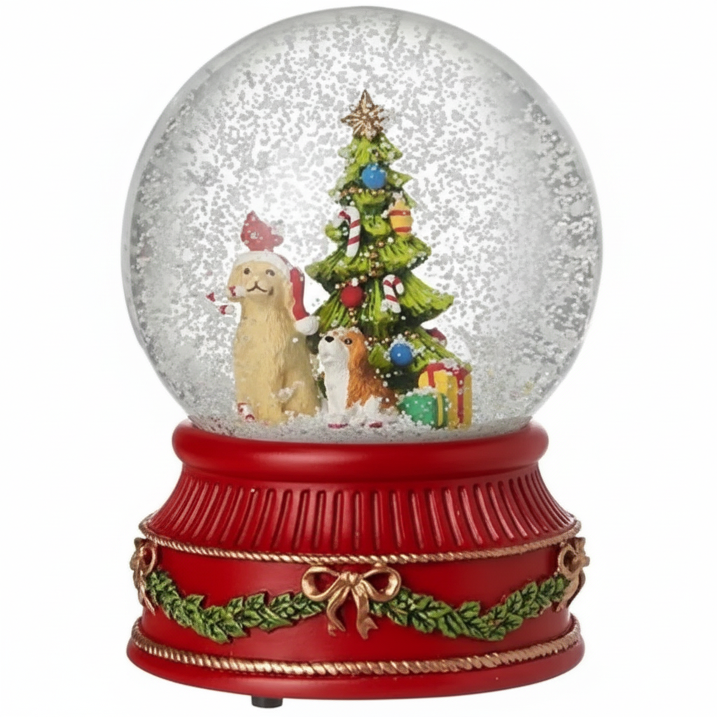 Cats & dogs Christmas snow globe square