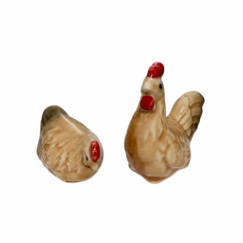 Ceramic chicken ornaments with background removed