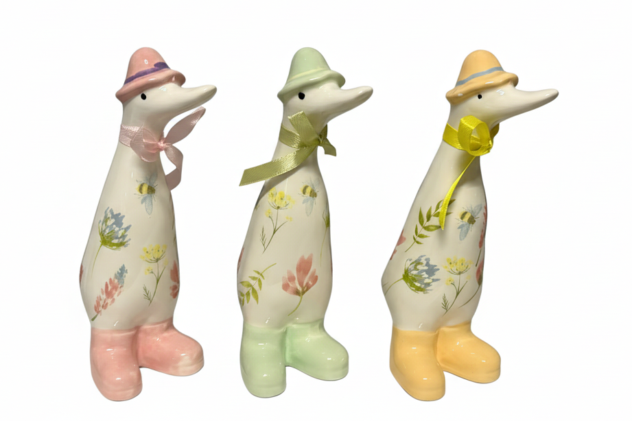 Ceramic Duck Figurines – White Background