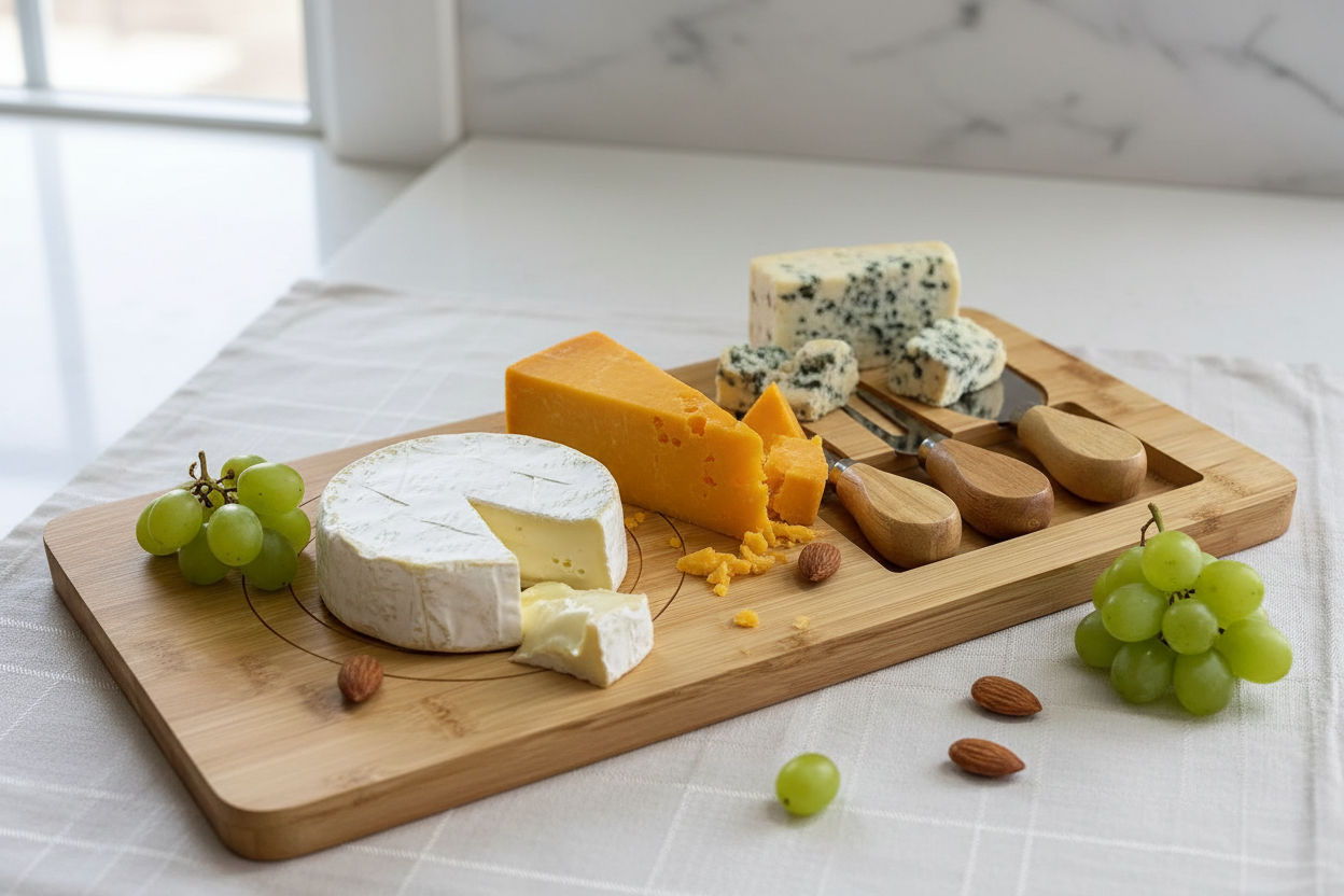 Bamboo Cheese Board Set - with Specialised Tools