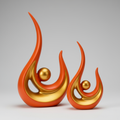 Enhanced orange and gold sculpture set
