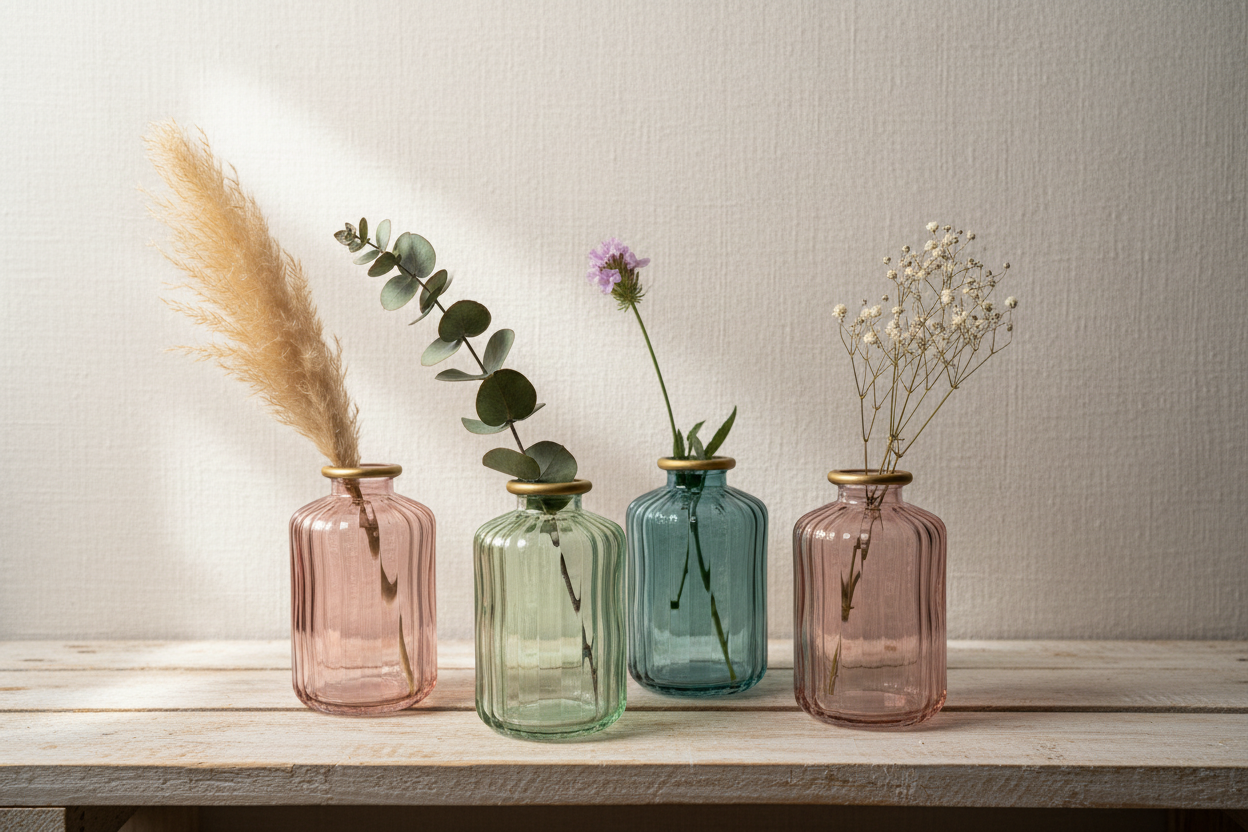 Glass Vases Lifestyle with Flowers
