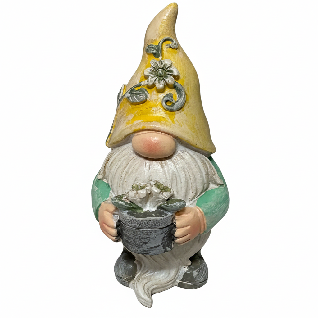 Gnome with Flower Pot Figurine