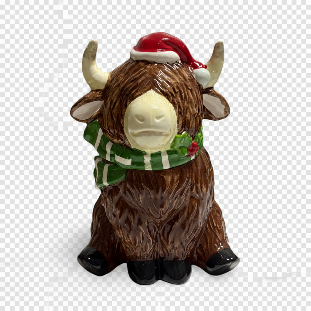 Highland Cow Christmas Cookie Jar