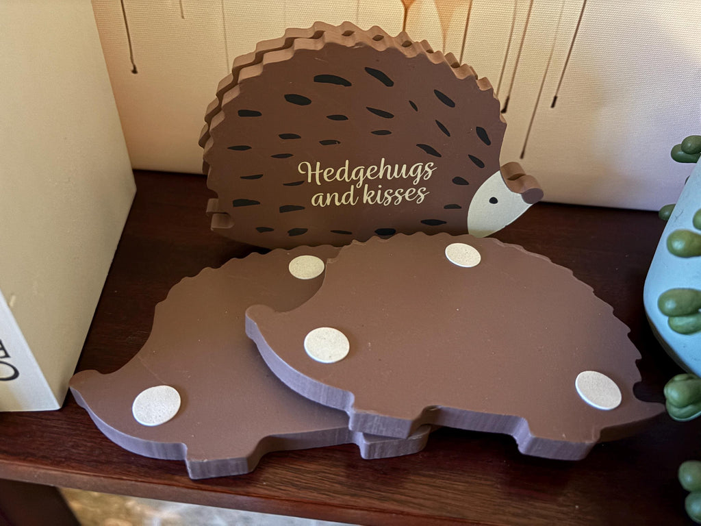 Hedgehog Coasters, Set of 4 Wooden Drink Coasters