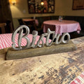 Bistro Sign on Wooden Base, 23cm