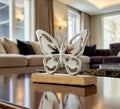 Aluminium Butterfly Sculpture on Oak Base