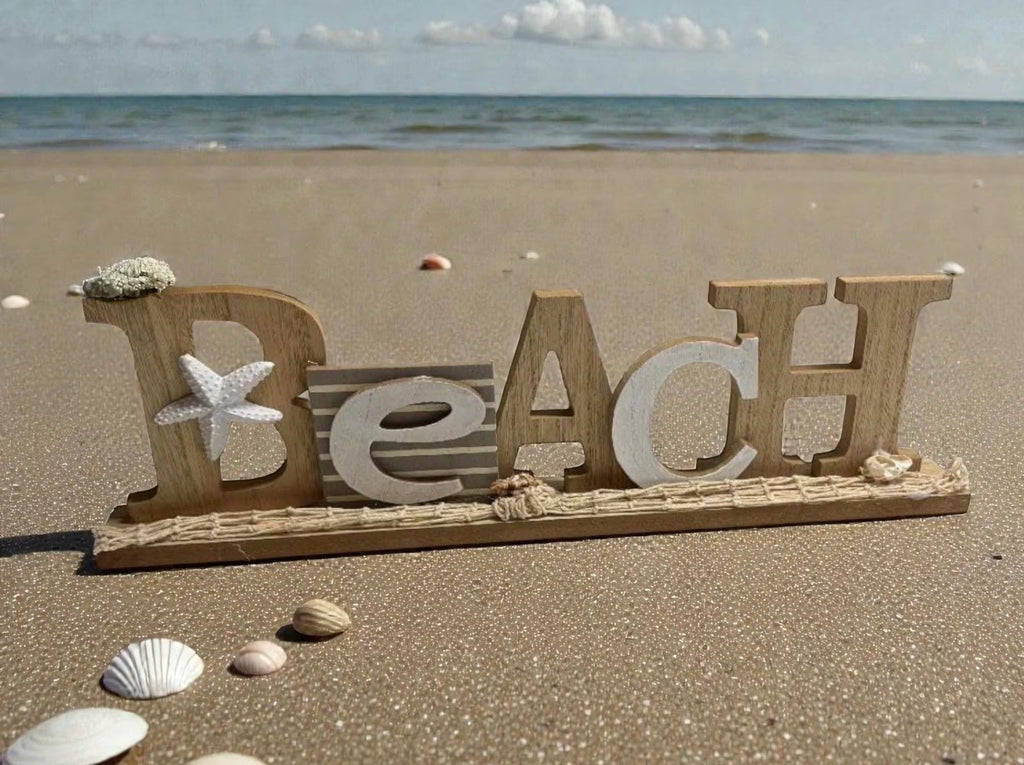 Wooden Beach Sign