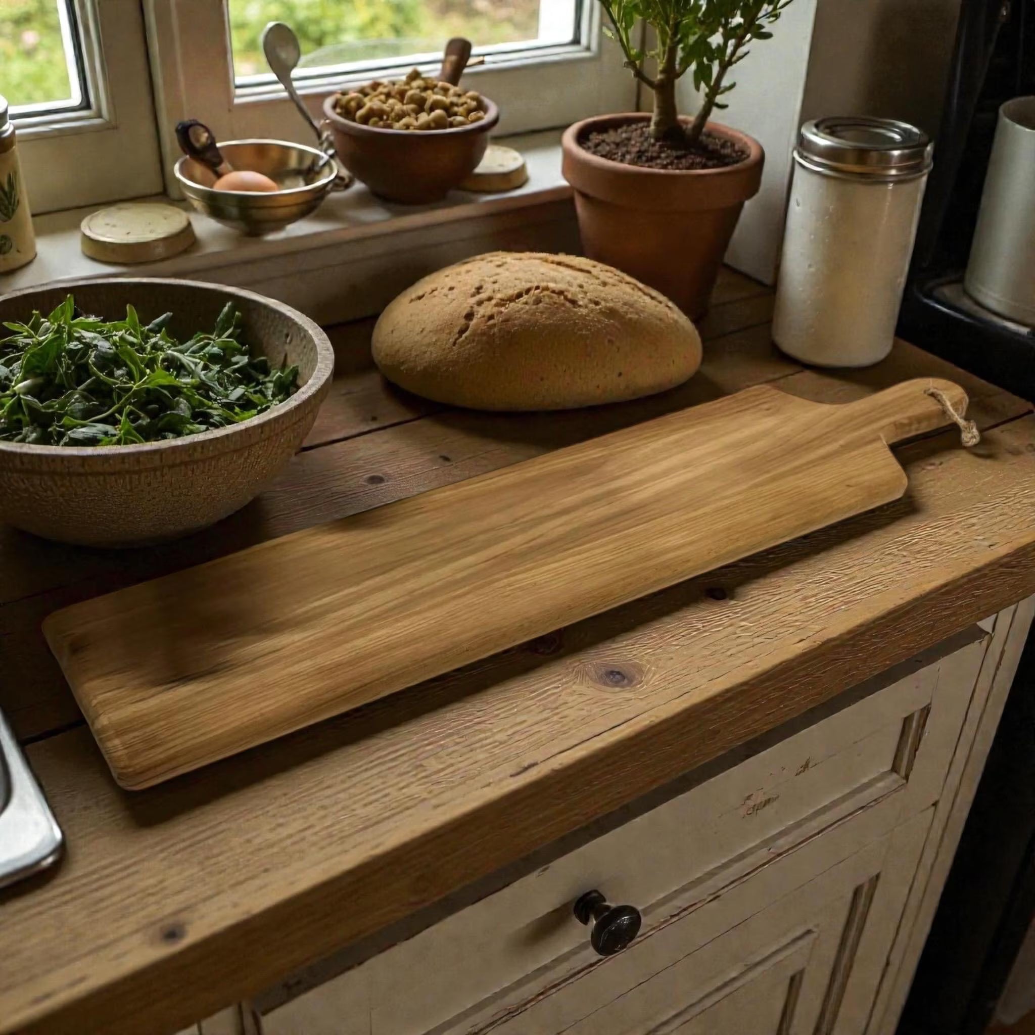 Large Acacia Wood Wooden Serving Board - 58cm