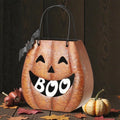 Orange Metal Boo Pumpkin Lantern Halloween Decoration
