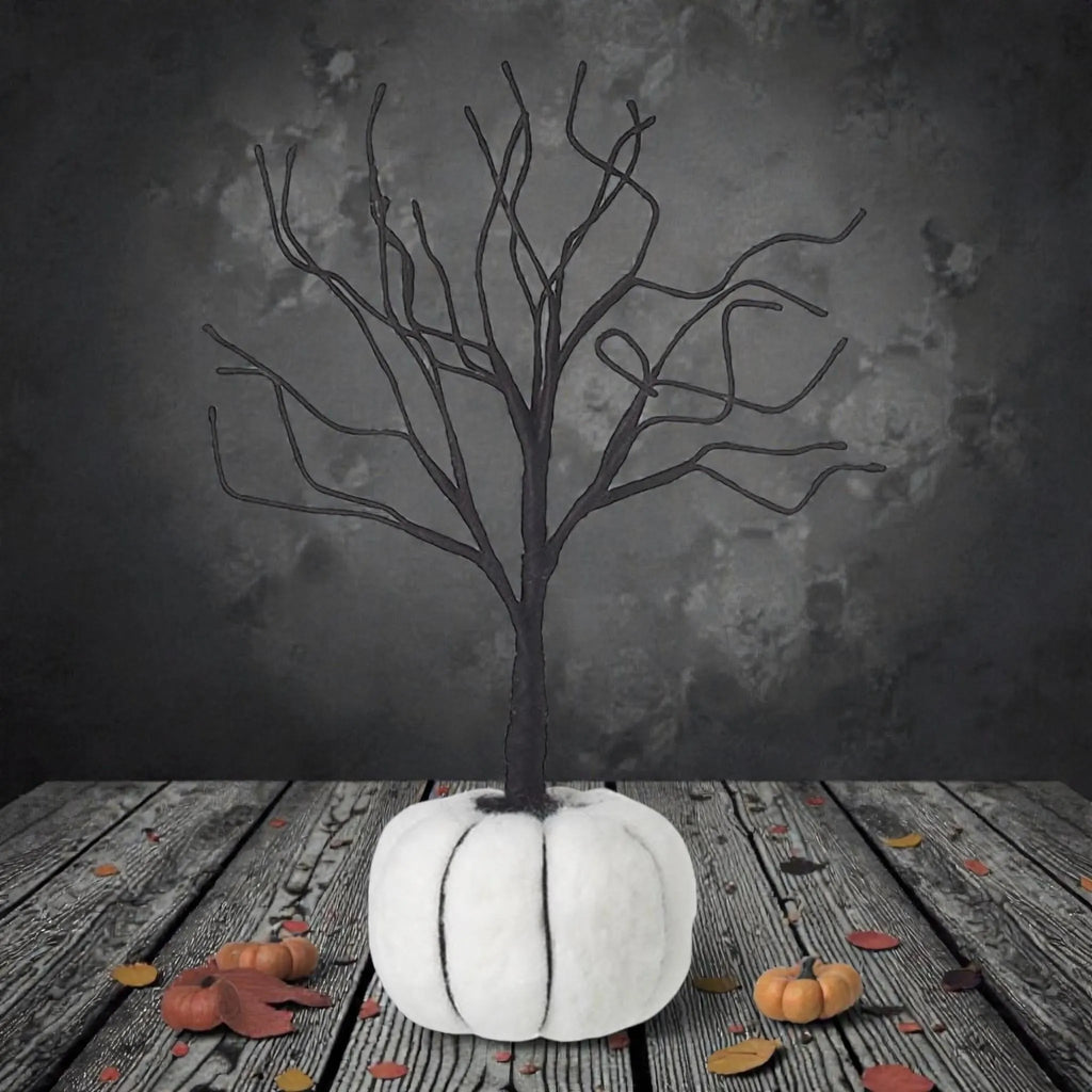 Black Tree In Pumpkin Halloween Decoration