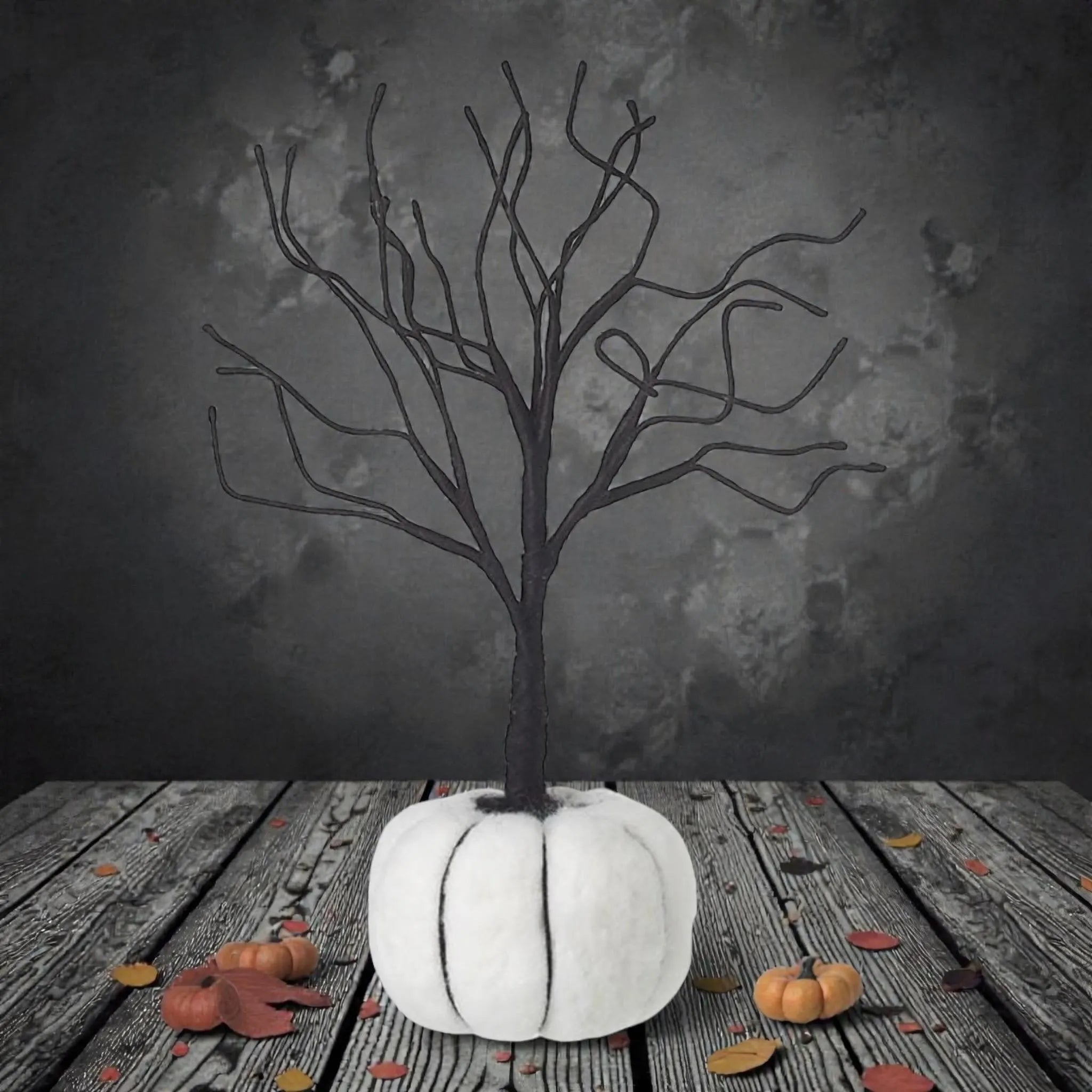 Black Tree In Pumpkin Halloween Decoration