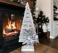 Silver & White Large Wooden Tree Ornament with Bow