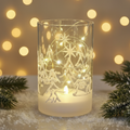 Illuminated glass candle holder with Christmas background 800px