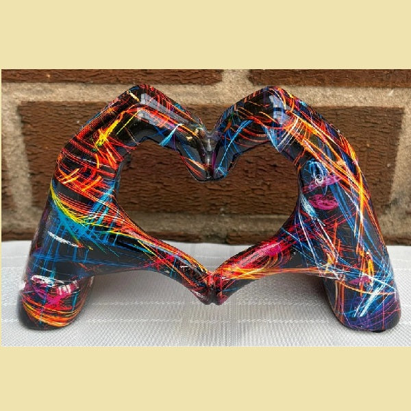 Multi Coloured Heart Hands Resin Ornament