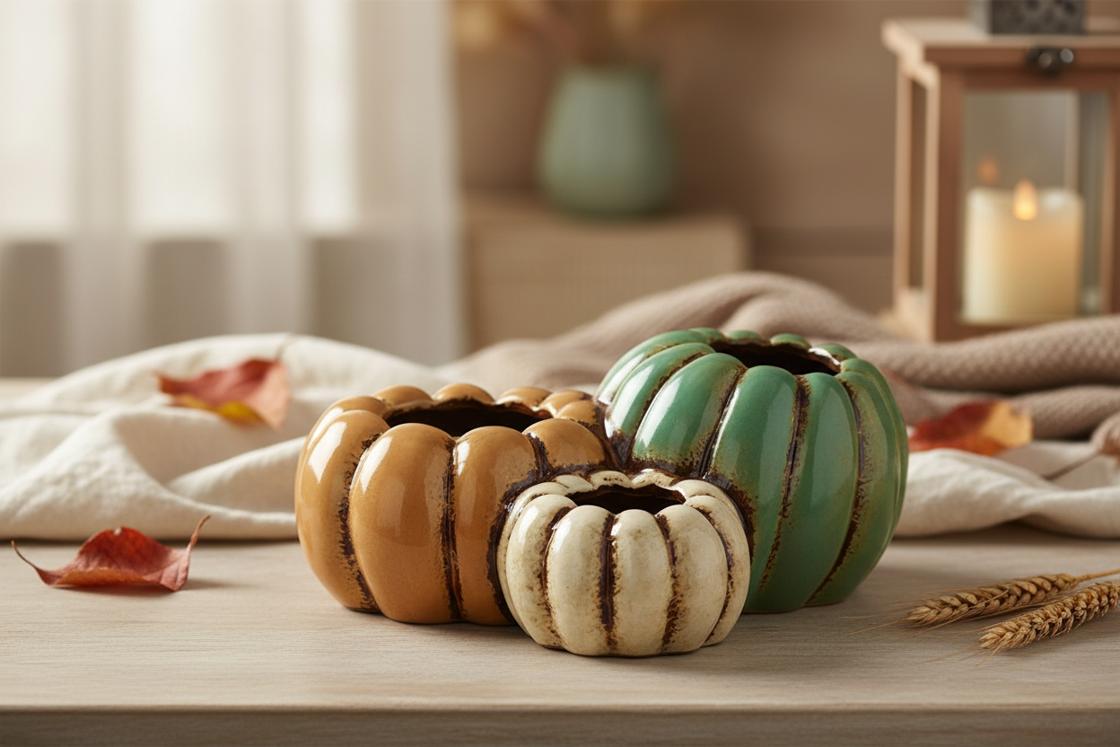 Pumpkin Plant Pot Group Autumn / Halloween Decoration