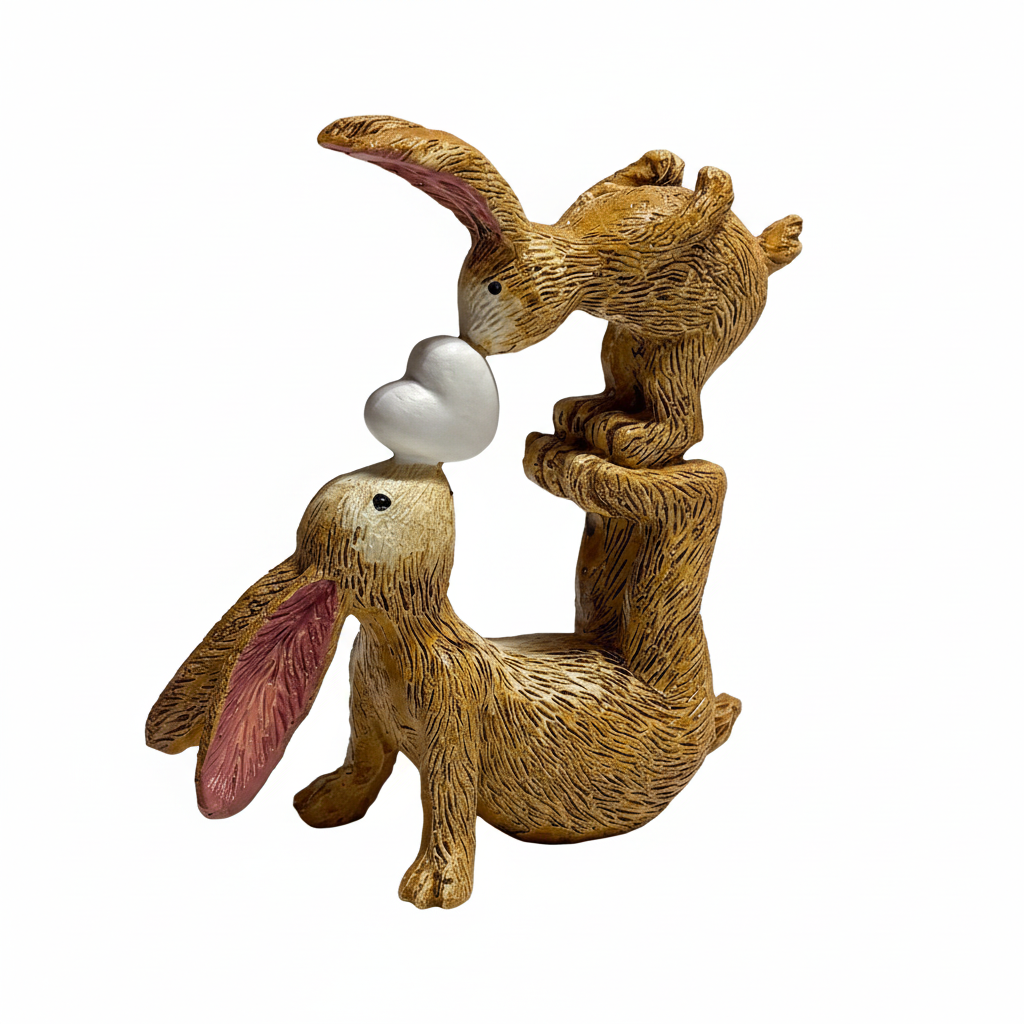 Rabbit Pair with Heart - White Background