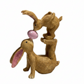 Rabbit Pair with Pink Egg - White Background