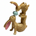 Rabbit Pair with Teal Egg - White Background