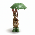 Rabbit with Green Umbrella and Wellies - White Background
