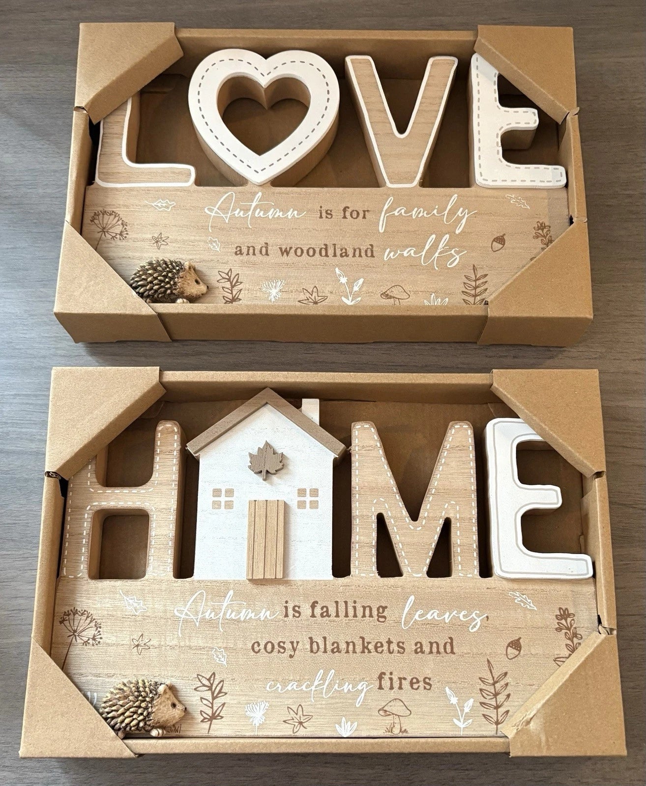 Vintage Chunky Wooden Sign Ornament - Home or Love