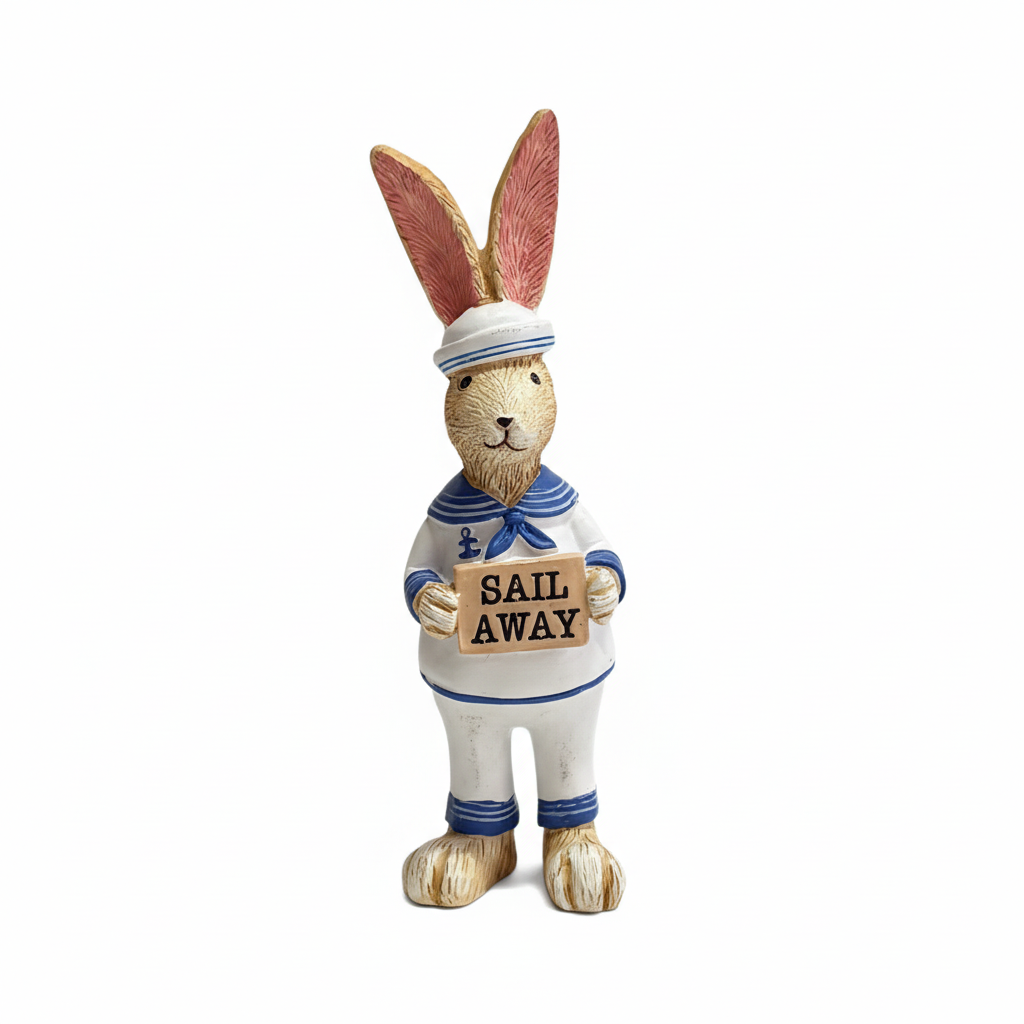 Sail Away Sailor Rabbit Figurine – White Background Square