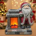 Santa by fireplace with Christmas background