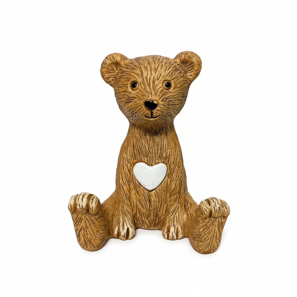 Sitting Bear with Heart Figurine